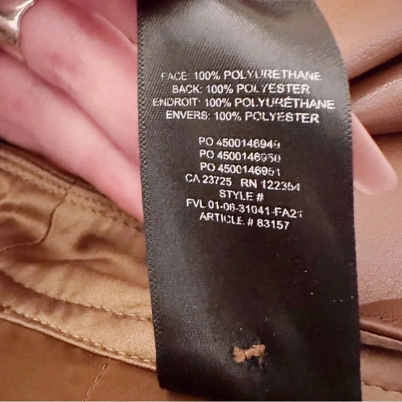 Aritzia Command Vegan Leather Brown Straight Leg Pants - Picture 7 of 10